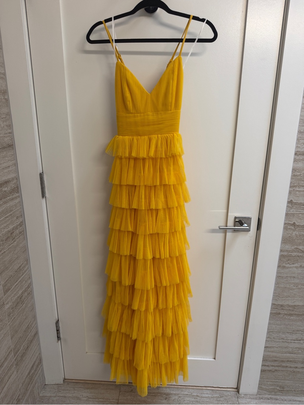 NWT Lulu's Sunshine Yellow Tiered Tulle Maxi Dress